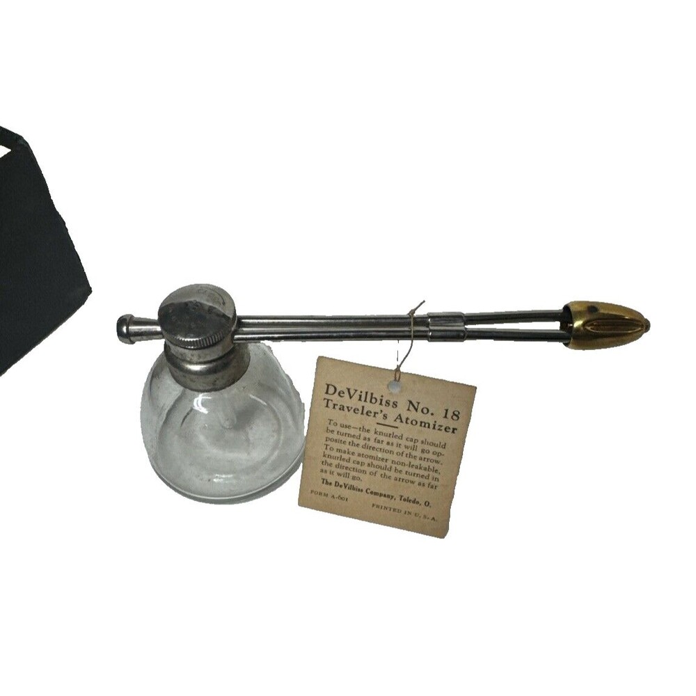DeVilbiss  No 18 Traveler's Atomizer Glass Spray Bottle In Original Box NO Bulb